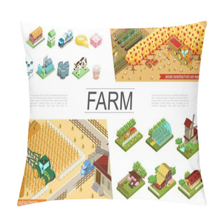 Personality  Isometric Agriculture Elements Collection Pillow Covers