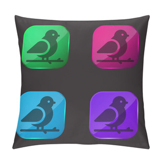 Personality  Bird Four Color Glass Button Icon Pillow Covers