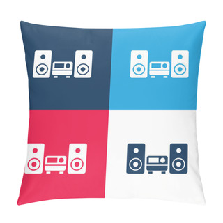 Personality  Audio Equipment Blue And Red Four Color Minimal Icon Set Pillow Covers
