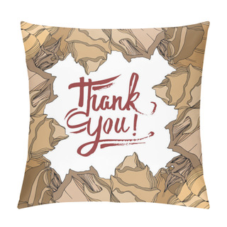 Personality  Vector Summer Beach Seashell Tropical Elements. Brown Beige Engr Pillow Covers
