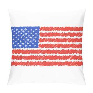 Personality  Hand Drawn National Flag Of Usa Isolated On A White Background. Vector Sketch Style Illustration. Pillow Covers