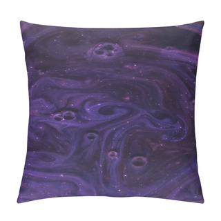 Personality  Abstract Dark Texture With Purple Paint And Bubbles As Space Pillow Covers