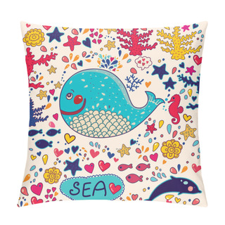 Personality  Vector Illustration With Whales Pillow Covers
