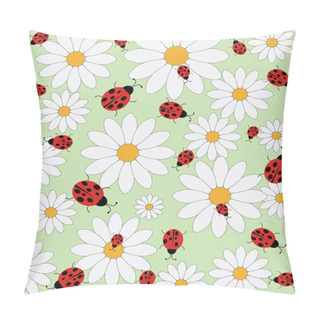 Personality  Ladybird And Daisies Vector Pattern Pillow Covers
