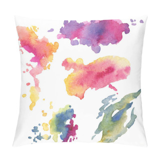 Personality  Abstract Watercolor Paper Splash Shapes Isolated Drawing. Illustration Aquarelle For Background. Pillow Covers