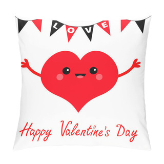 Personality  Happy Valentines Day Card, Red Heart With Hands Up, Vector Illustration Pillow Covers