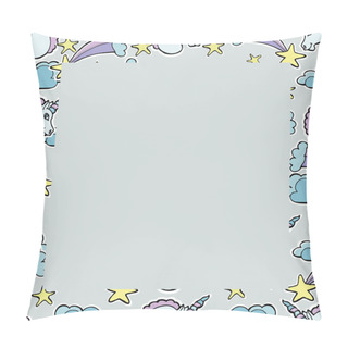 Personality  Hand Drawn Vector Unicorns, Comets, Stars, Clouds. Magic Creatur Pillow Covers