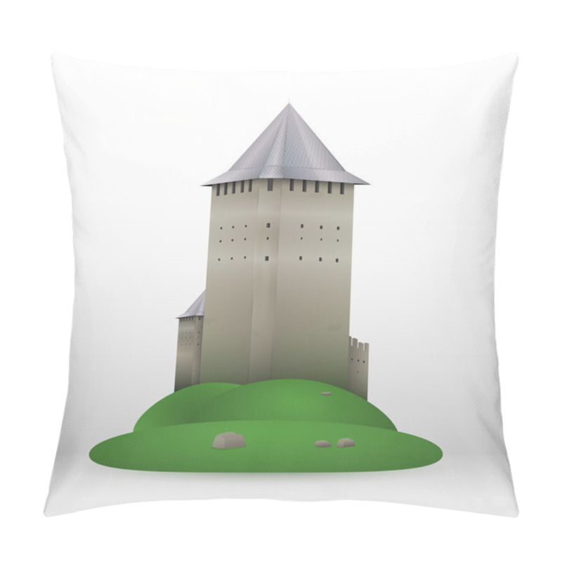 Personality  Vector Castle On Green Hill. Pillow Covers