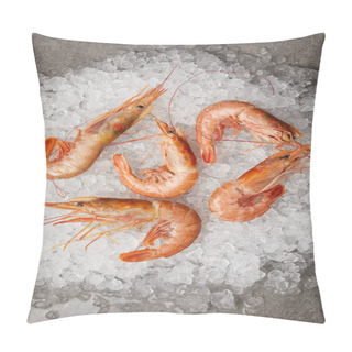 Personality  Top View Of Cooked Prawns On Crushed Ice Pillow Covers