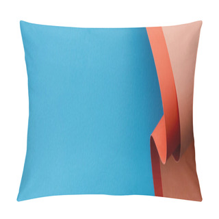 Personality  Orange Colorful Paper Swirl On Blue Background, Panoramic Shot Pillow Covers