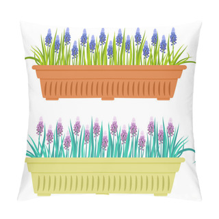 Personality  Vector Illustration With Flower Pot In Flat Style.  Pillow Covers