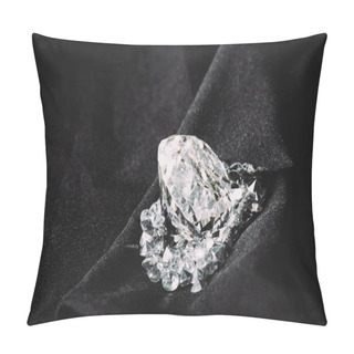 Personality  Sparkling Big Diamond Among Small On Black Textured Shiny Cloth  Pillow Covers