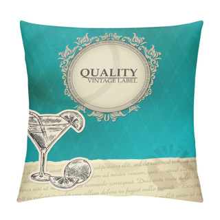 Personality  Vintage Quality Label With Cocktail Pillow Covers