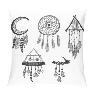 Personality  Set Of Dreamcatchers. Design Elements In Boho Style Pillow Covers