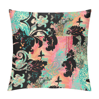 Personality  Paisley Floral Pattern. Seamless Ornamental Indian Fabric Patterns. Colorful Background Pillow Covers