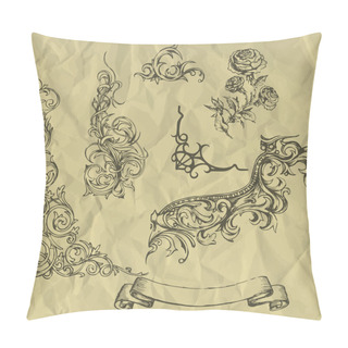 Personality  Vector Vintage Elements On Crumpled Paper. Pillow Covers