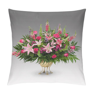 Personality  Large Flower Arrangement On Grey Pillow Covers