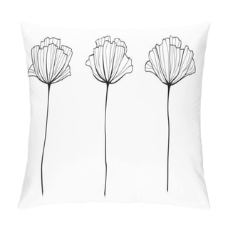 Personality  Vector Outlined Hand Drawn Flowers. Pillow Covers