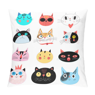 Personality  Collection Different Portraits Of Cats Pillow Covers