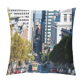 Personality  View Of The California Street In Direction Downtown In San Francisco Pillow Covers