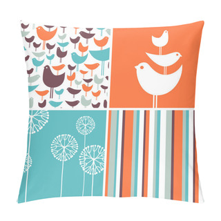 Personality  Coordinating Spring Patterns And Design Elements With Retro Birds, Flowers, Stripes Pillow Covers