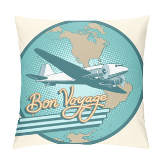 Personality  Bon Voyage Abstract Retro Plane Poster Pillow Covers