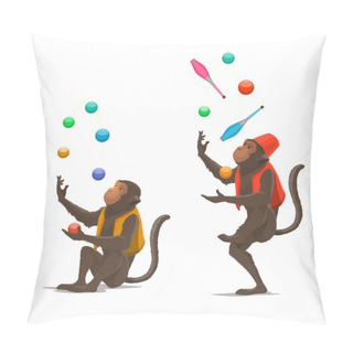 Personality  Circus Show Trained Monkeys Juggling Balls, Maces Pillow Covers