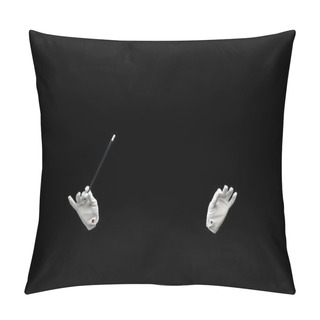 Personality  Magician Hands With Magic Wand Showing Trick Pillow Covers