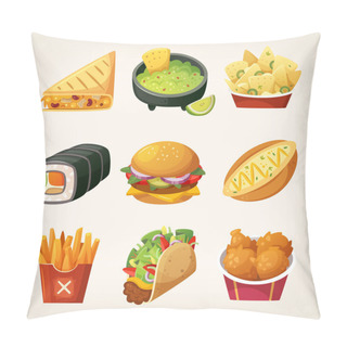Personality  Fast Food Stickers Pillow Covers