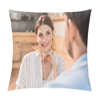 Personality  Couple Dating In Cafe Pillow Covers