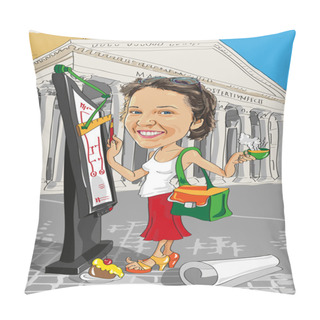 Personality  Cartoon Girl Architect In Italy Pillow Covers