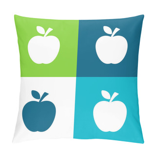 Personality  Apple Black Silhouette With A Leaf Flat Four Color Minimal Icon Set Pillow Covers