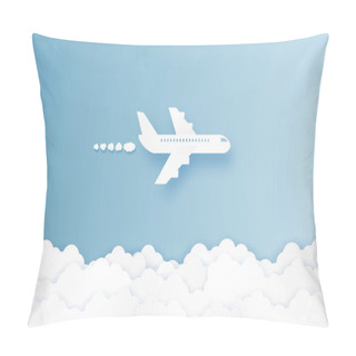 Personality  Airplane Flying In The Sky , Paper Art Style Pillow Covers