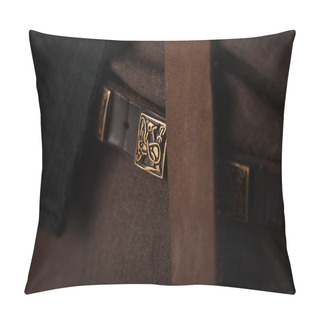 Personality  Close Up View Of Medieval Scottish Brown Clothing And Belt With Golden Buckle Pillow Covers
