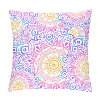 Personality  Seamless Multicolor Pattern With Oriental Mandalas. Hippie Mandala Pattern. Kaleidoscope Elements. Fabric, Wallpaper Or Wrap Print Pillow Covers