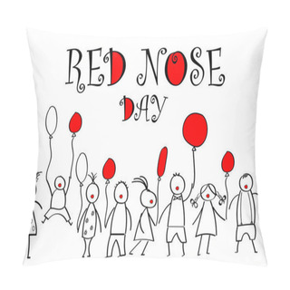 Personality  World Day Of Red Nose. Doodles For Children With Colored Balloon Pillow Covers