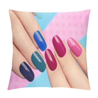 Personality  Blue Pink Manicure. Pillow Covers