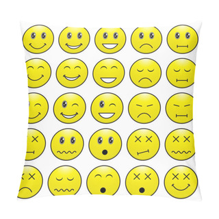 Personality  Pack Of Faces (emoticons) With Various Emotions Expression Pillow Covers