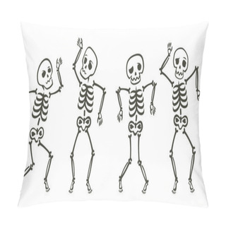 Personality  Funny Skeletons Dancing. Day Of Dead, Halloween Concept Vector Pillow Covers