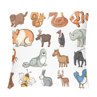 Personality  Large Set Of Wildlife With Many Types Of Animals Pillow Covers