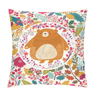 Personality  Bear In Autumn Forest. Pillow Covers