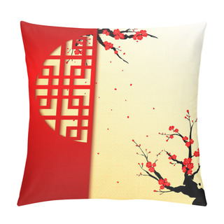 Personality  Chinese New Year Cherry Blossom Background Pillow Covers