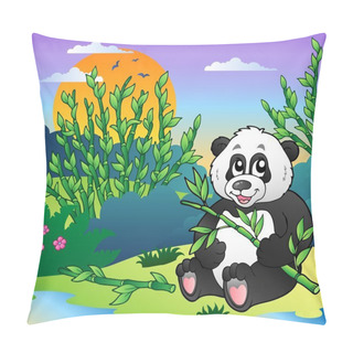 Personality  Cartoon Panda In Bamboo Forest Pillow Covers