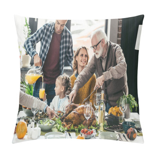 Personality  Family Celebrating Thanksgiving Day Pillow Covers