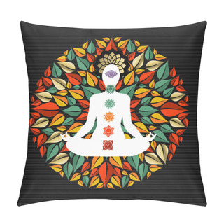 Personality  Nature Mandala With Yoga Pose And Chakra Icons Pillow Covers