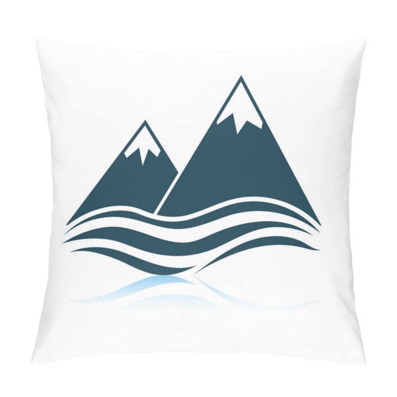 Personality  Snow peaks cliff on sea icon pillow covers