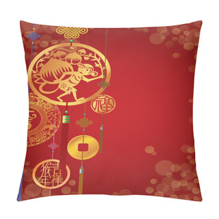 Personality  Chinese New Year Monkey Background With Golden Decoration Pillow Covers