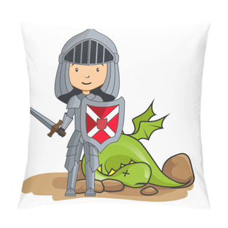 Personality  Cartoon Knight Victorious Over The Dragon Pillow Covers