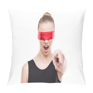 Personality  Woman With Eyes Covered Pillow Covers