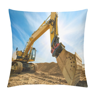 Personality  Big Excavator In Front Of The Blue Sky Pillow Covers